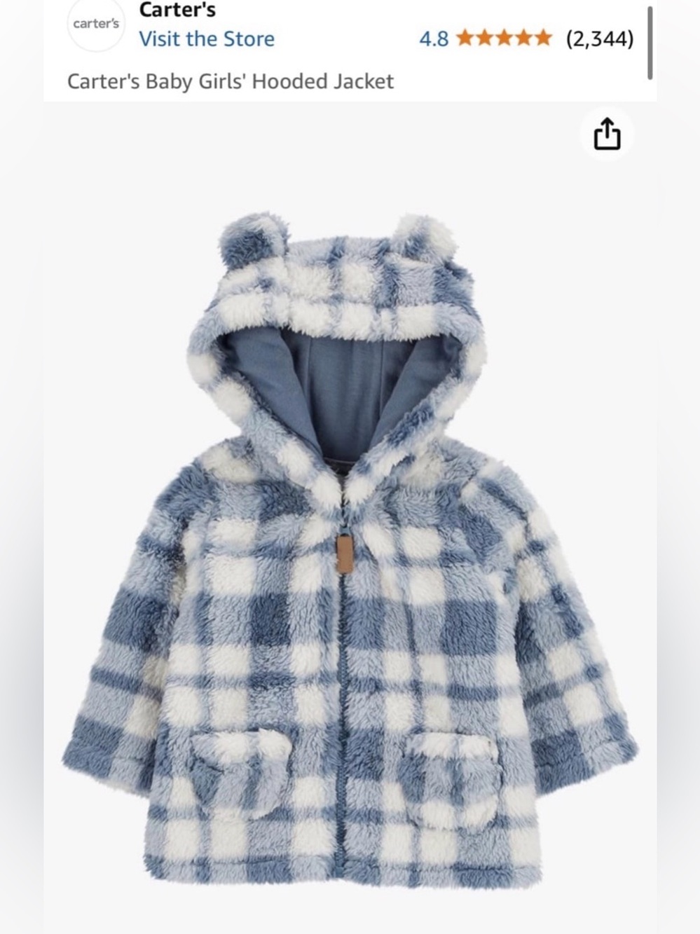 Carter’s baby plaid sherpa hooded jacket